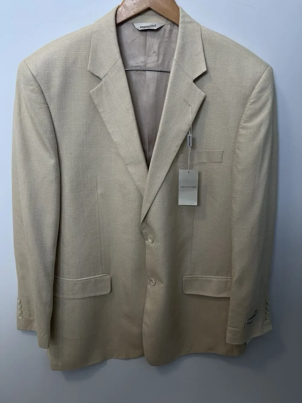 Pronto Uomo 100% Silk Blazer 44L Tan 2 Button NWT